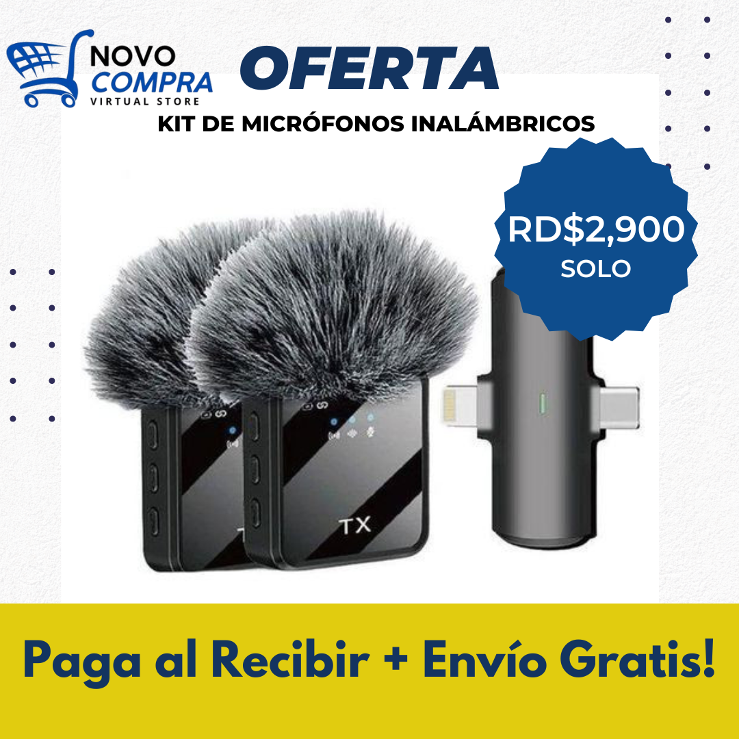 Kit de 2 Micrófonos Inalámbricos de Solapa con Receptor Universal | Ideal para grabar contenido profesional en tu celular, cámara o computadora